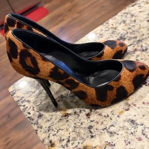 Giuseppe Zanotti Leopard-Print Pointed Toe Pumps in Brown and Black
